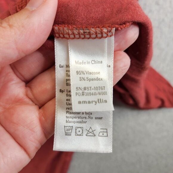 Amaryllis Top Womens 1X Brown Babydoll Boho Embroidered Rayon Stretch Flowy - Picture 9 of 14